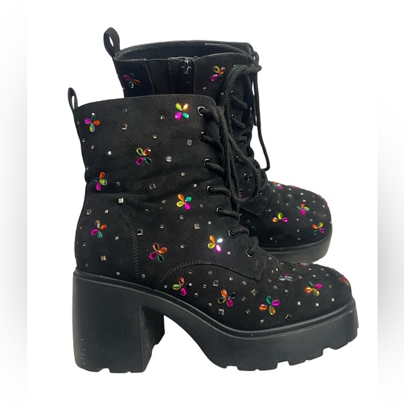 Torrid Betsey Johnson Micro Stones Heel Combat Boots size 10 (WW - WIDE WIDTH) - Picture 9 of 10